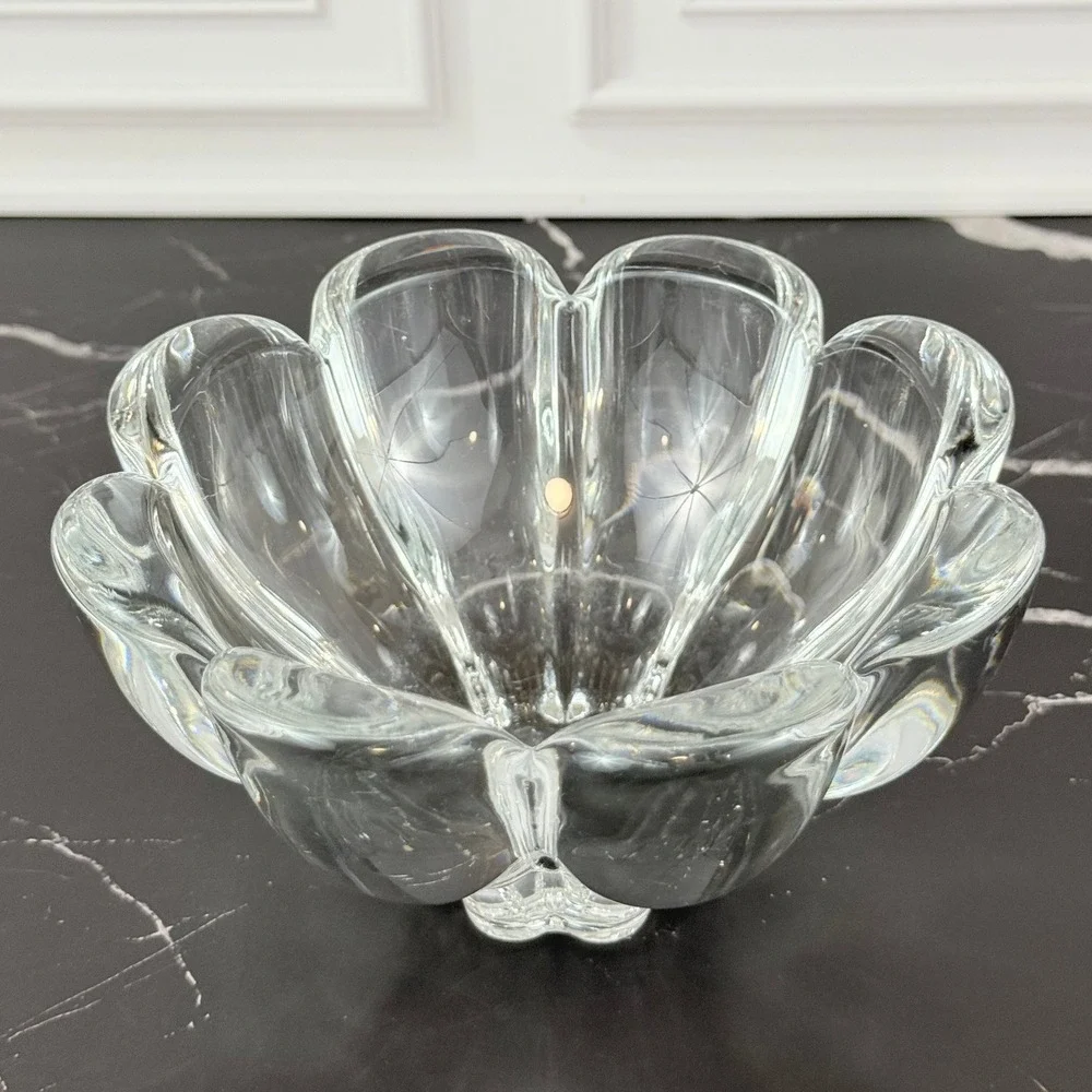 VTG Orrefors Crystal Octogonal Flower Candy Nut 6